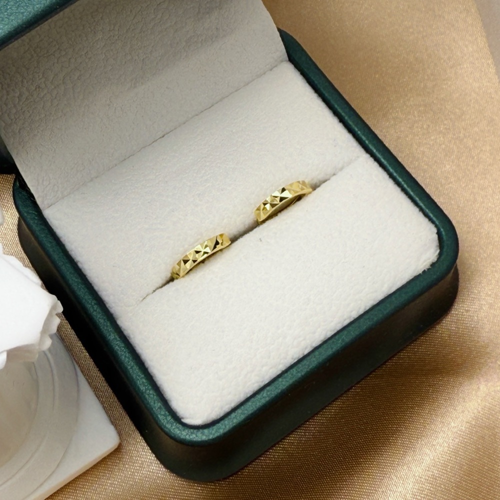 Silver Huggies Diamond Cut Hoops/Geometric Huggie Earrings- 10mm Gold SH037